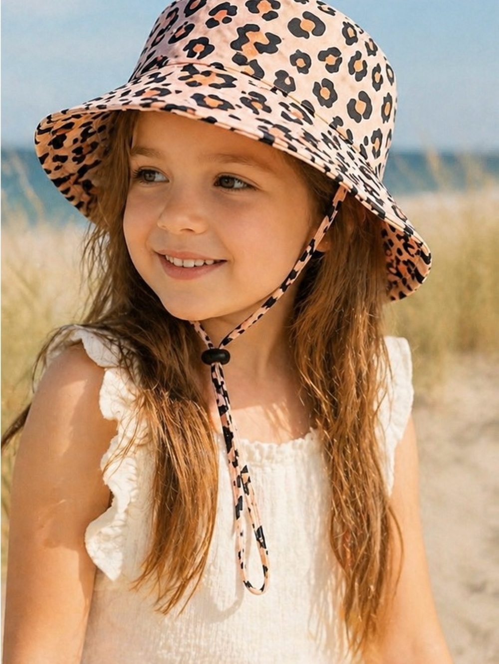 Girls' Leopard Print Sun Hat - Pink & Black